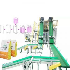 Automātiska sāls maisiņu iepakošana lielos pp auduma maisiņos sekundāro iepakošanas mašīnu līnijā