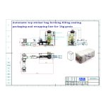 Automātisku plakanu dibenu maisu ar augšējo uzlīmju maisiņu veidojošo pildījuma blīvējuma iepakojuma iesaiņošanas līniju pasūtījis mūsu klients